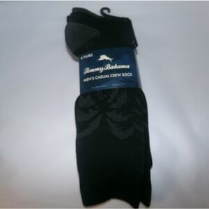 Tommy Bahama Mens Casual Crew Socks 6 Pairs Black One Size Fits Most New